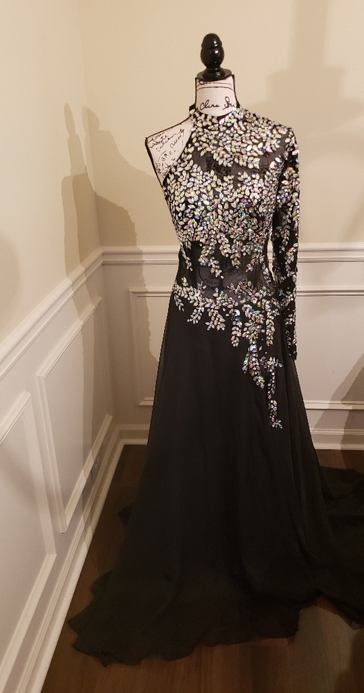 Beautiful Encrusted One Sleeved Evening Gown